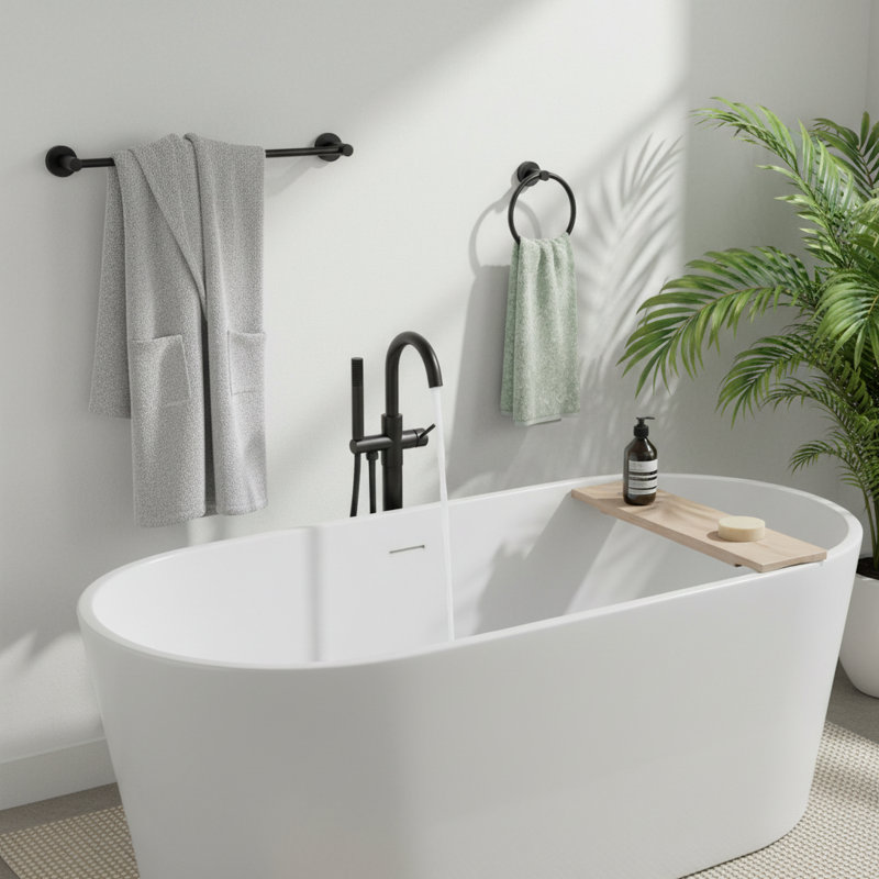 3 - Piece Aluminum Bathroom Accessories Set, Rustproof & Expandable 16"-27", Matte Black