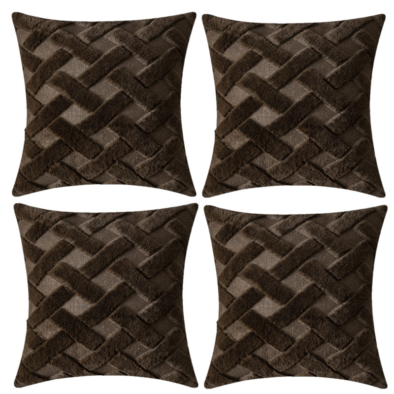 Faux Fur Reversible Pillow Cover, Brown
