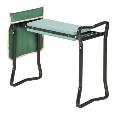 Outsunny Garden Kneeler Seat Stool with Padded Cushion, Large Tool Pouch, and Easy Folding Design for Comfort and Convenience