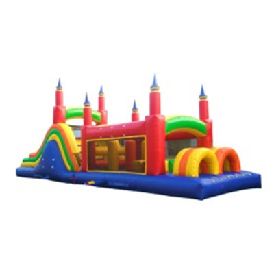 Rainbow 40' x 12' Inflatable Obstacle Course with Slide and Air Blower