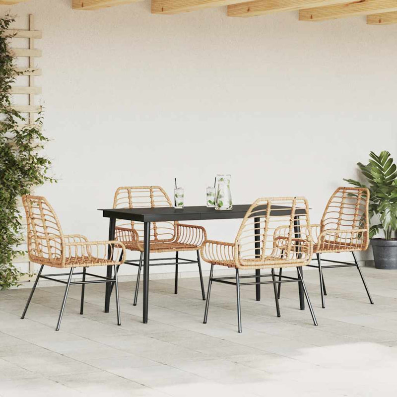 Patio Dining Set with Rectangular Table, 74cm H x 140cm W x 70cm D, 4