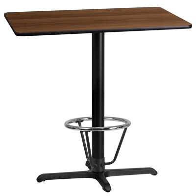Basquez Rectangular Laminate Table Top with Bar Height Table Base and Foot Ring