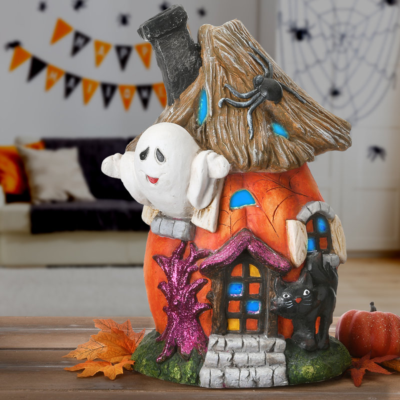 Décoration de fête d'Halloween citrouille 18 po avec lumières DEL The Holiday Aisle®