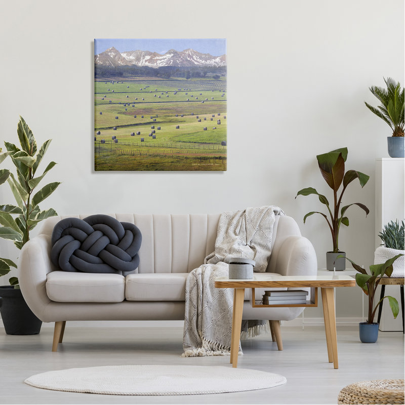 «Farm Hay Bales Farm Pasture» par Chris Vest - photographie, H 30 po x l 30 po x P 1,5 po, Toile tendue