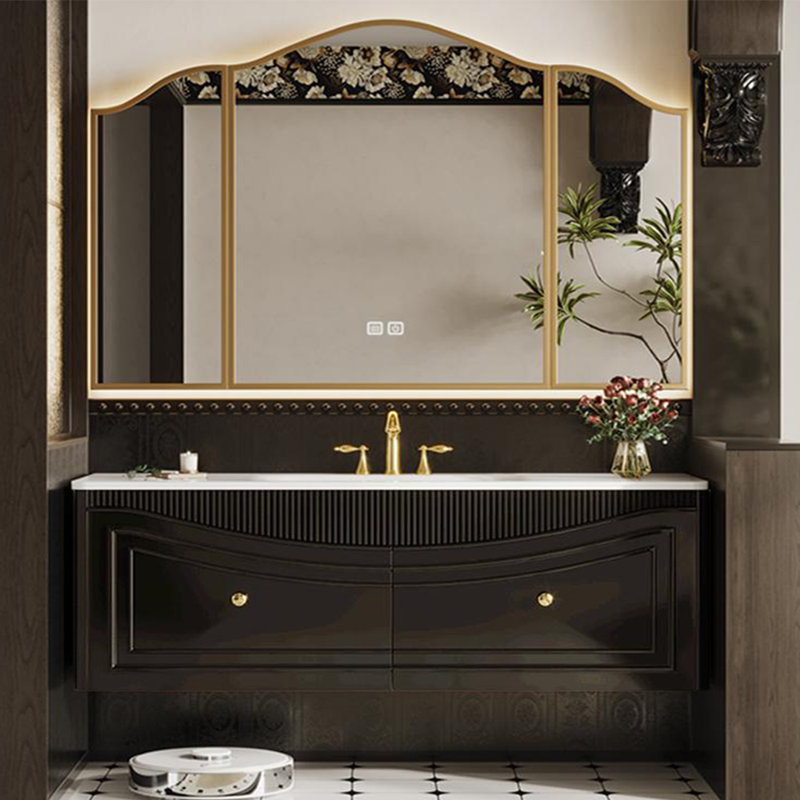 Italian-style multifunctional bathroom cabinet, 55", Black