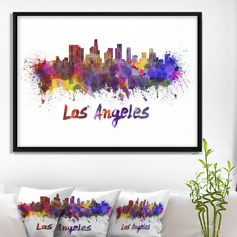 « los angeles horizon », peinture sur toile tendue encadrée, H 30 po x l 40 po x P 1,5 po