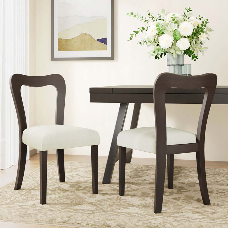 Chaises de salle à manger Alaric, Marron foncé, Beige