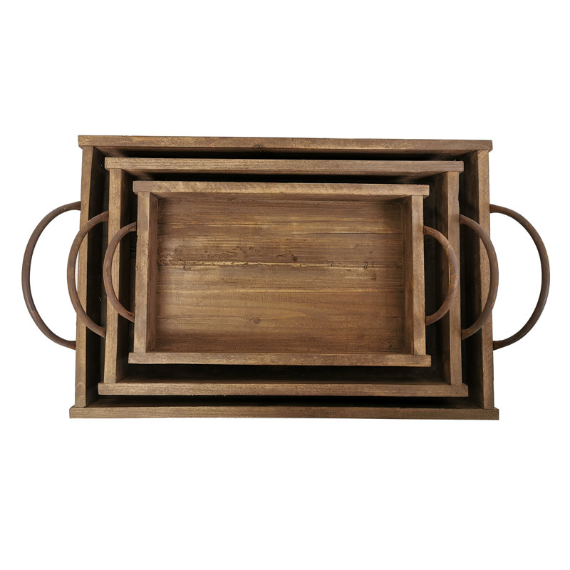 Cular Solid Wood Tray - Set of 3