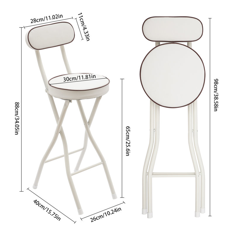 2PCS Folding Stool  High Chairs, White