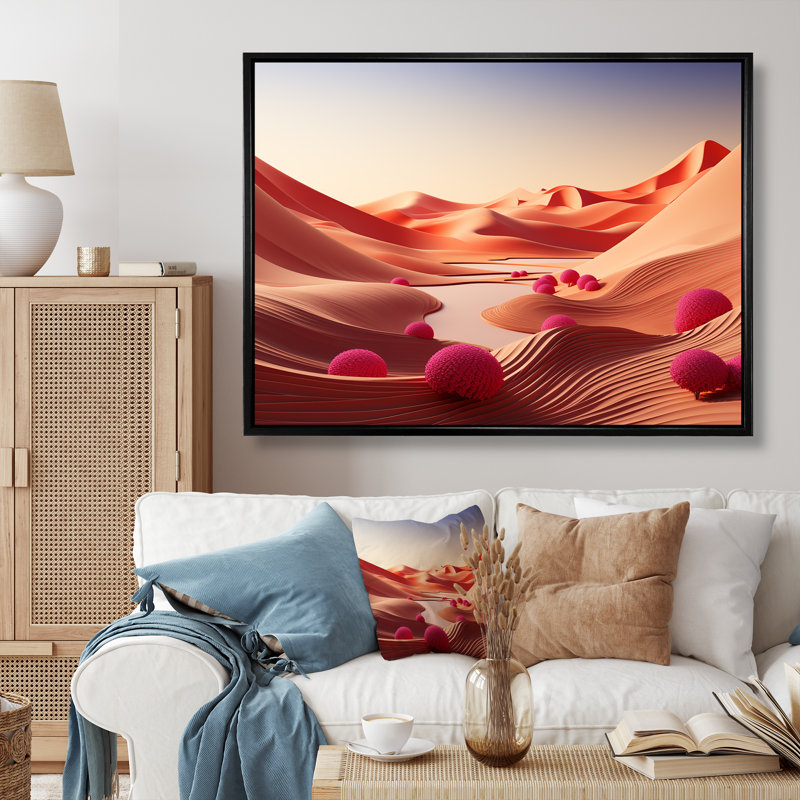 Horizon aride sur la planète Mars - désert, art mural, Cadre flottant noir, H 30 po x l 40 po x P 1,5 po