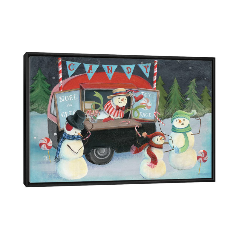 « christmas on wheels, light i », impression sur toile, H 18 po x l 26 po x P 1,5 po, Toile avec cadre noir, Pas de tapis