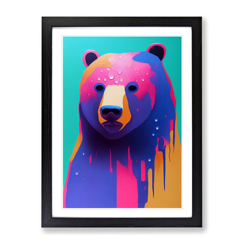 A Bear No.1 Abstract 1 Piece Single Picture Frame Painting, 64cm H x 46cm W x 2cm D, Black