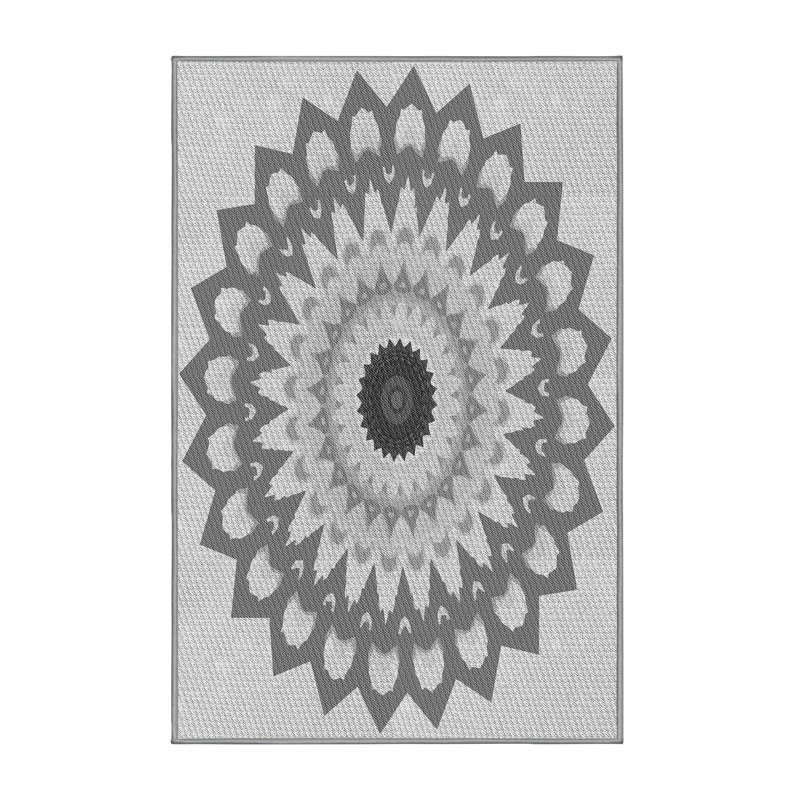 Tapis floral / oriental en laine et polyester tissé à la machine à motif floral et oriental, Rectangle 4 pi x 6 pi