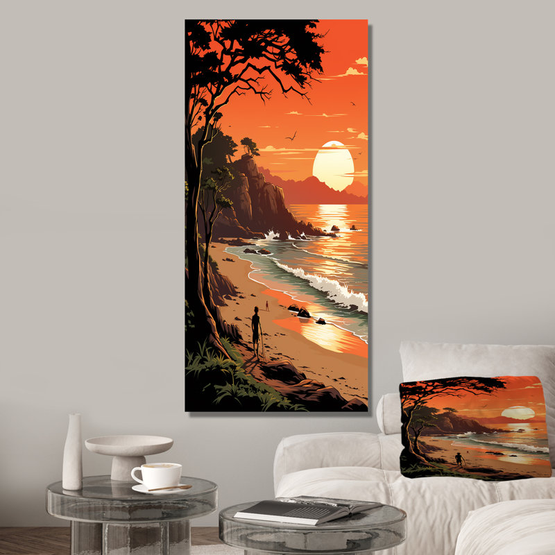 Coucher de soleil sur une rivière aux 1000 îles au Canada III - Coucher de soleil côtier, art mural, Gold Picture Framed