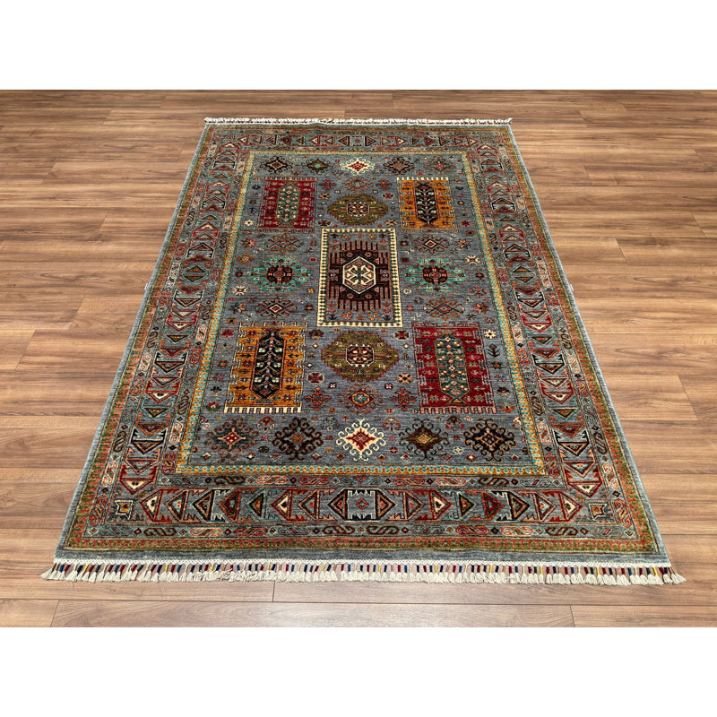 Tapis en laine et coton gris noué à la main Original Original