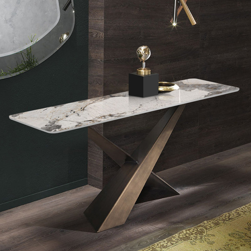 Console de style italien en pierre frittée., Bronze, H 31,5 po x l 62,9 po x P 15,7 po