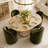 4 - Person Dining Table Sets With Extendabe Oval Table & 4 Upholstered Chenille Rolling Chairs-1685054944