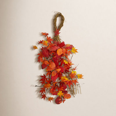 Japanese Maple Magnolia Leaf Berries Wreath
