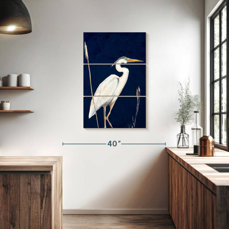 Brampt Heron On Navy II, 38" H x 24" W