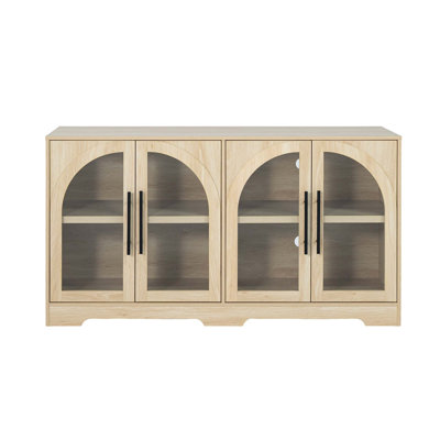 Buffet de style rustique avec tablettes réglables et poignées en métal