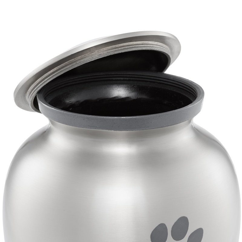 Large Silver Brass Paw Print Pet Urn