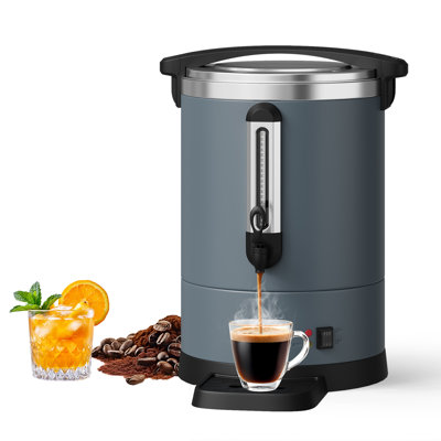 Commercial Coffee Urn - 100 Cup / 14L Large Capacity Stainless Steel Electric Beverage Dispenser - Double Wall Insulation, Fast Brew, Hot Water Server for Catering, Events, Buffets