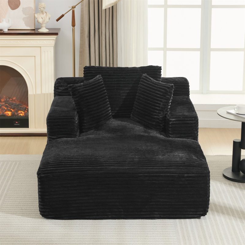 Fauteuil surdimensionné de 66 pouces, canapé-lit Cloud Comfy, chaise longue, Noir