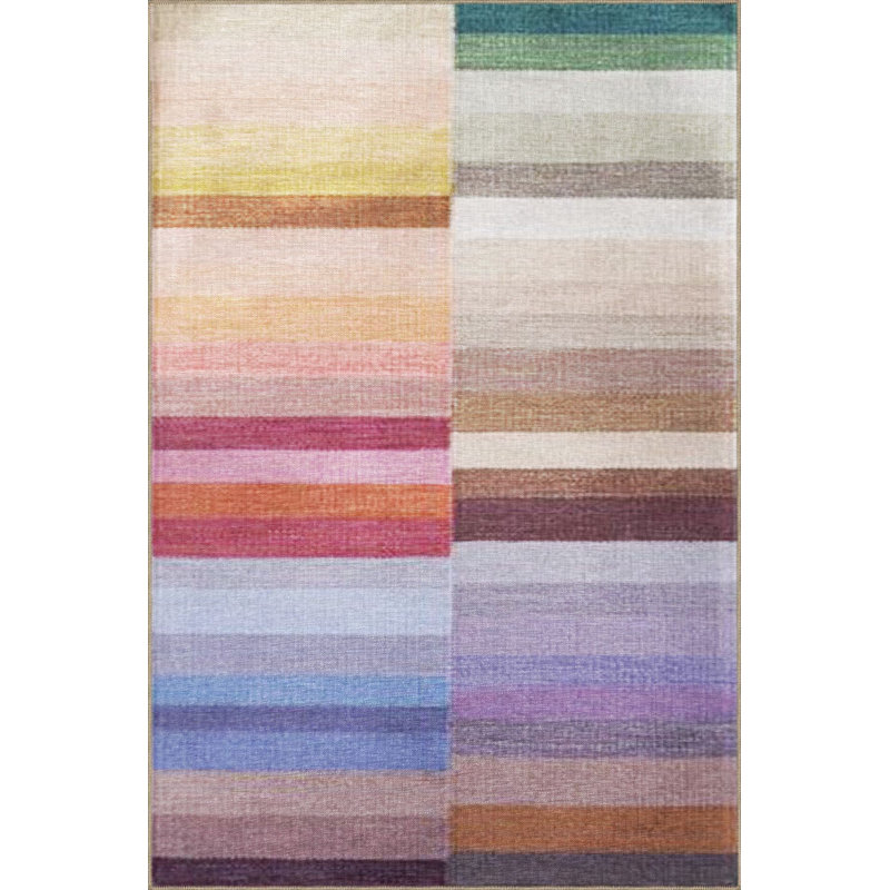 Multi Color Mixed Geometric Pattern Modern Decorative Machine Washable Area Rug, Runner 2'6" x 6'7"