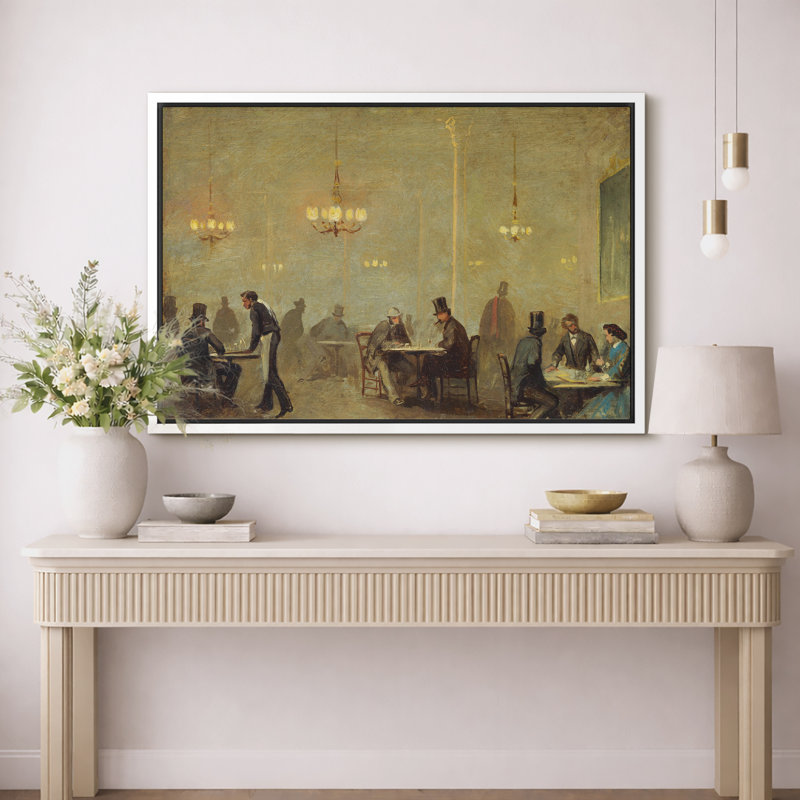 Scène de café de Paris, œuvre d'art rétro, images de salon salle à manger, impression sur toile encadrée, impression numérique.