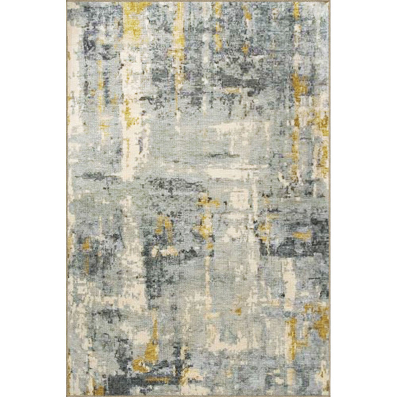 Tapis bleu délavé à motif abstrait et créatif, Tapis de couloir 3 pi 3 po x 6 pi 7 po inclus