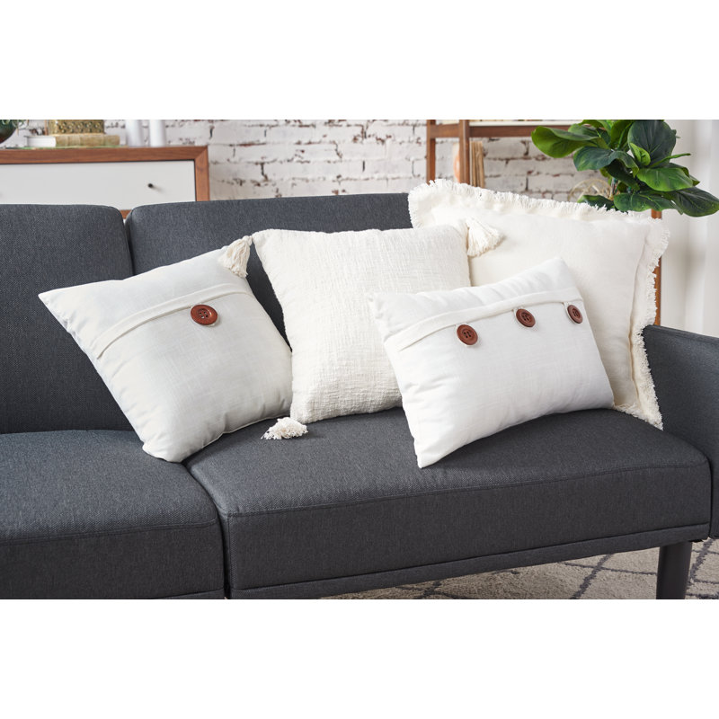Porter Square Cotton Pillow Cover and Insert, Cream