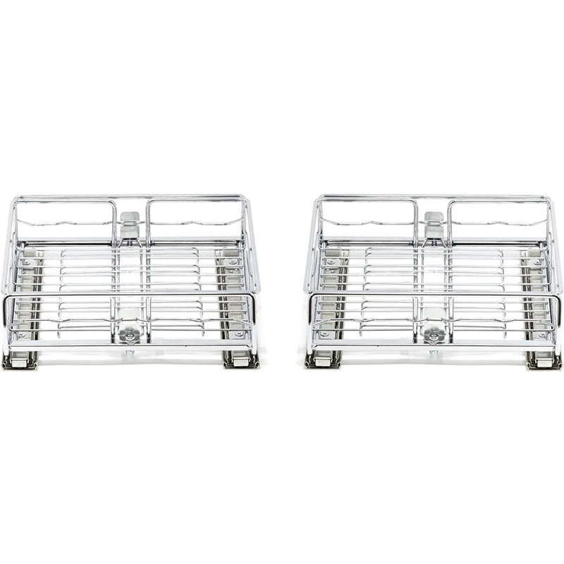 Origami 2SD-10 Small Kitchen Sliding Pullout Cabinet Storage Organizer, Silver, 2 Pack