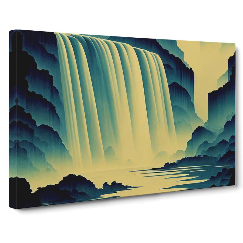 River Waterfall Art Deco Vol.3 - Wrapped Canvas, 40cm H x 60cm W x 3cm D