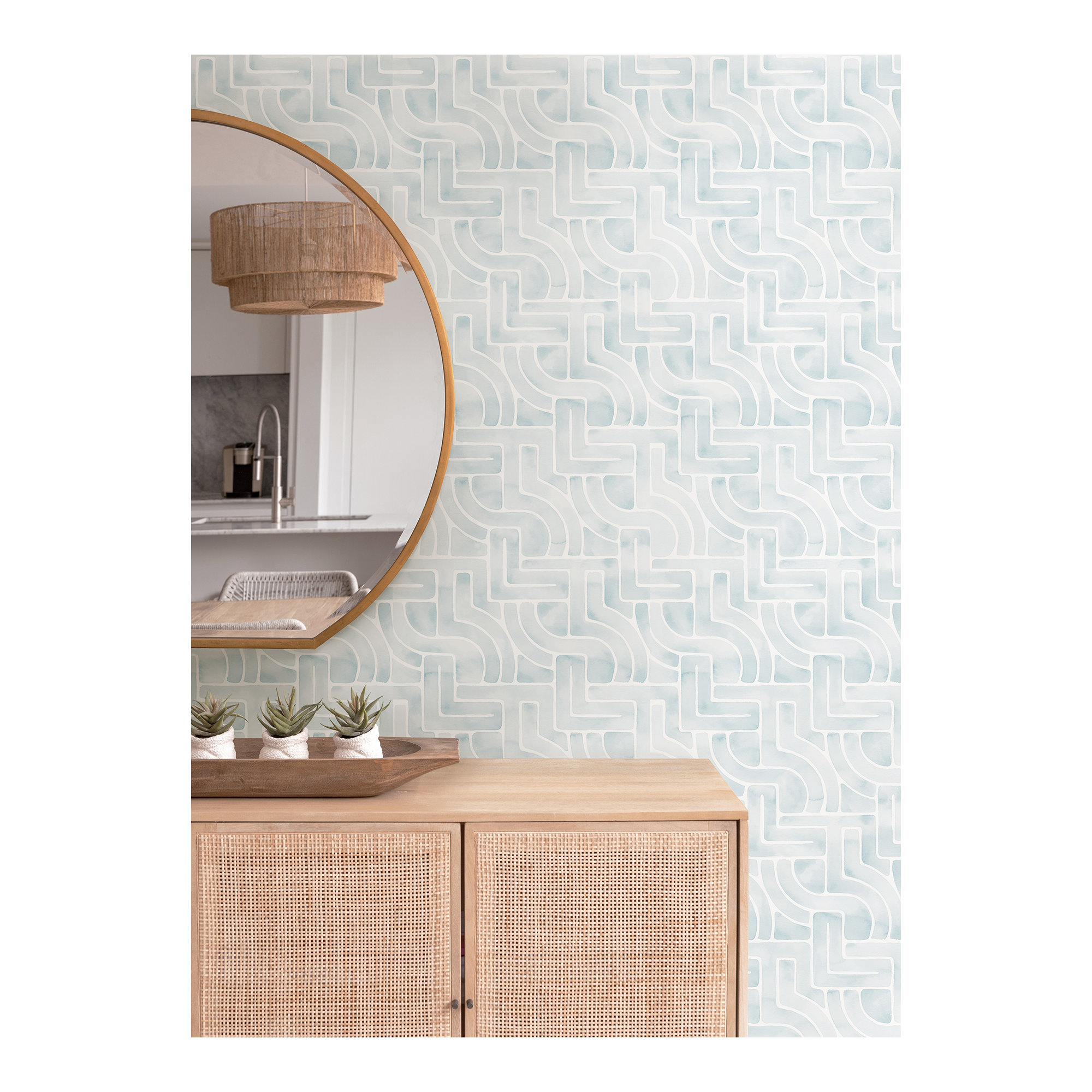 Modern Peel & Stick Geometric Wallpaper, Blue