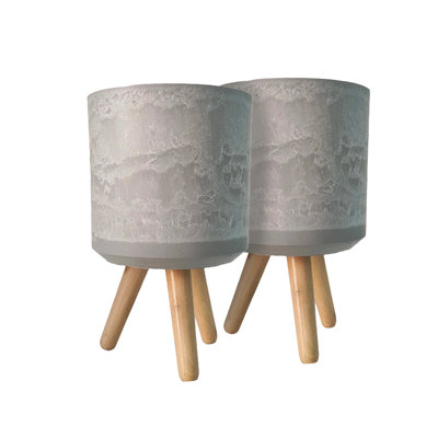 PLATEAU ROND EN BOIS GRIS 10 "X 16" - LOT DE 2 UNITÉS