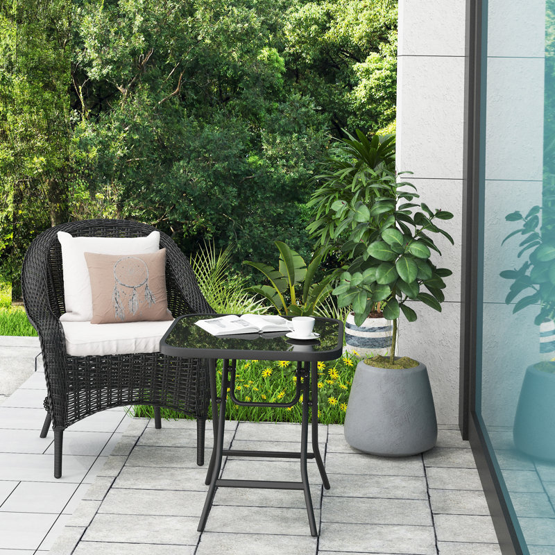 Klarc Square Metal Folding Outdoor Side Table , cm W cm D, Black