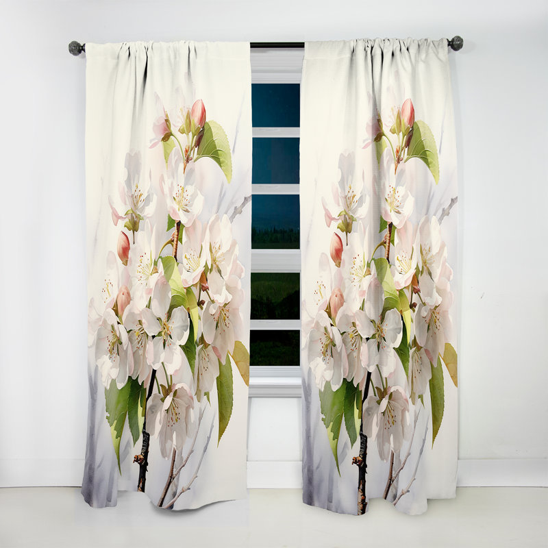 Vello Apple Blossom Translucent Glow III - Traditional Velvet Curtain - Room Darkening - 1 Panel, 52" W x 90" L