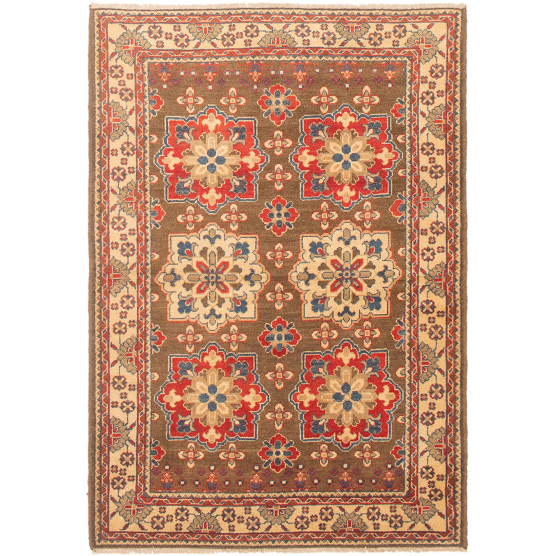 Tapis de zone en laine 3 pi 11 po x 5 pi 9 po à la main one-of-kind-noué la 2010 gazni brun Hypoluxo