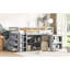 Lit mezzanine simple gris avec bureau polyvalent et bureau optimisé en bois d'hévéa-333407489