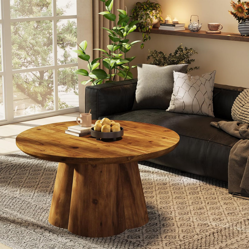 Solid Wood Pedestal Coffee Table