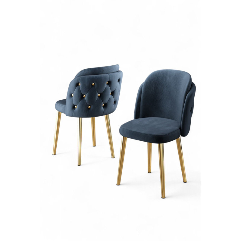 Ensemble de chaises modernes 6 pièces, anthracite et doré, 17,7 po x 32,3 po x 18,1 po | Structure 100% métal, envers en contreplaqué, tissu Babyface | Confortable dossier 22 en mousse et siège en mousse 28 po | Design glamour pour des espaces élégants