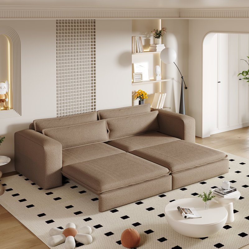 93" King Size Pull Out Sofa Bed, Camel