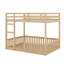 Lit superposé double au dessus d'un lit double, lit superposé bas avec échelle et garde-corps, lit superposé en bois-724147448