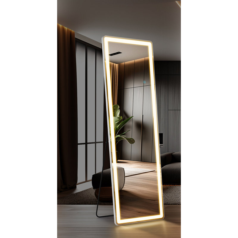 Miroir sur pied 3 lumières avec pied, 59,69 po x 15,59 po
