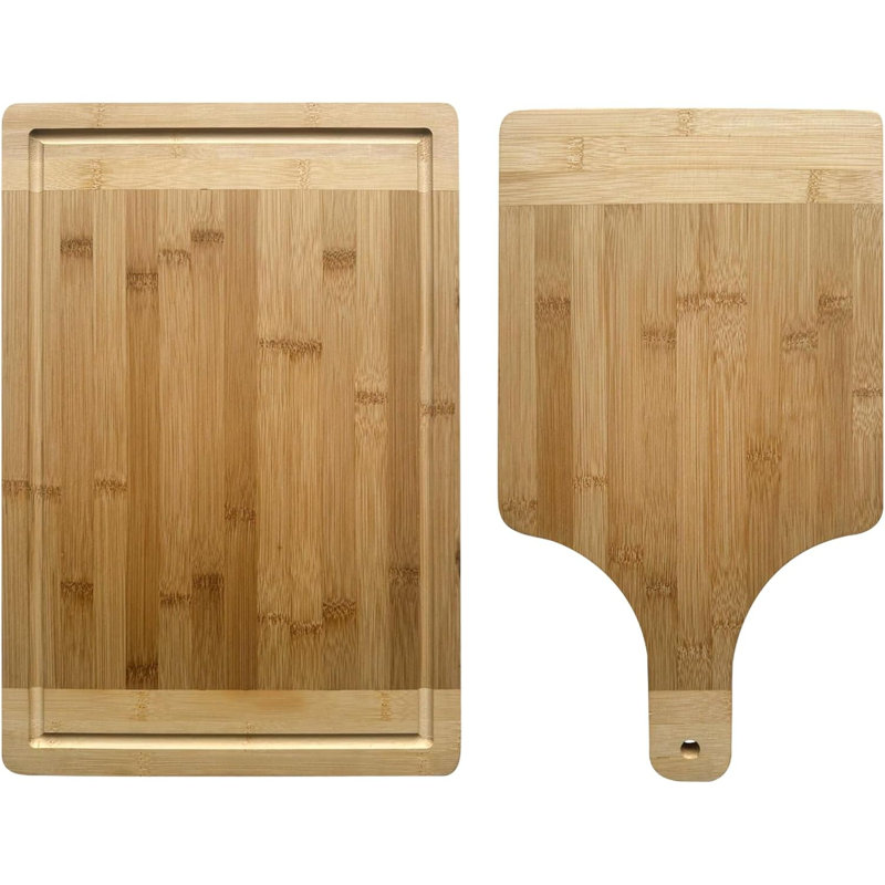 Trainor 2 Piece Bamboo Chopping Board & Paddle Pizza Board Large Wooden Multi-Purpose Cutting Board