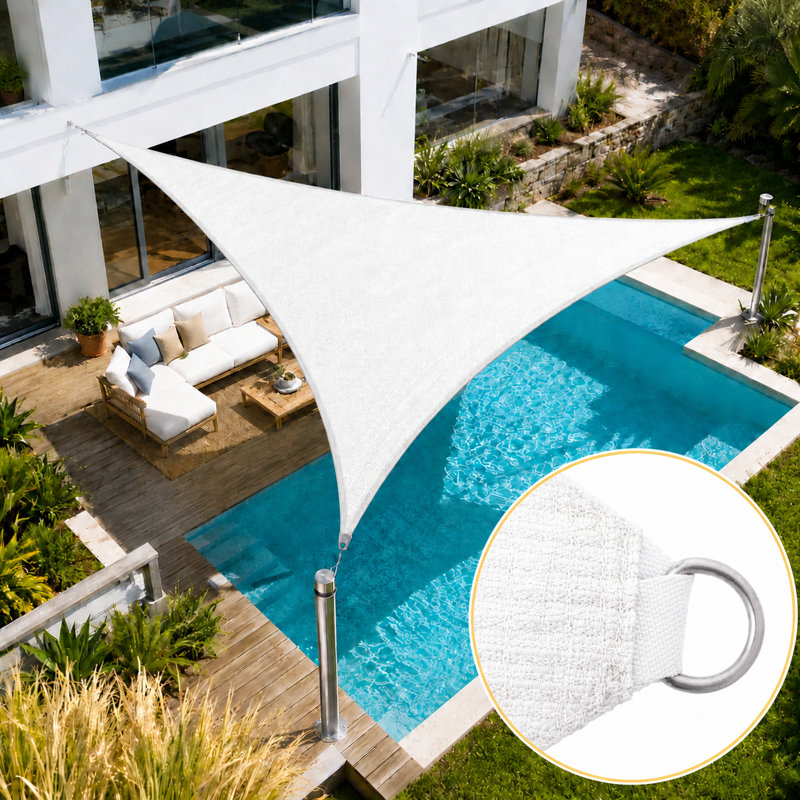 Voile d'ombrage en triangle Amgo, 16 pi x 16 pi x 22 pi, Blanc