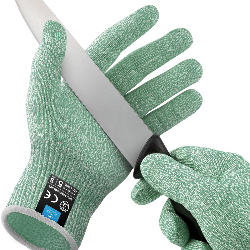 Zulay Cut Resistant Gloves Food Grade Level 5 Protection - Comfortable Safety Cutting Gloves For Chefs, Green
