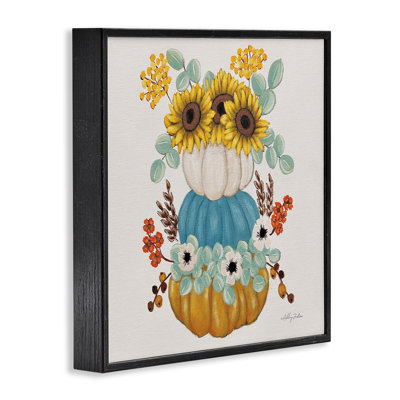 Fleurs saisonnières et citrouilles, art de la giclée encadrée par Ashley Justice