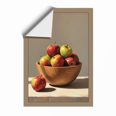 Apples In Wooden Bowl Rustic - Print