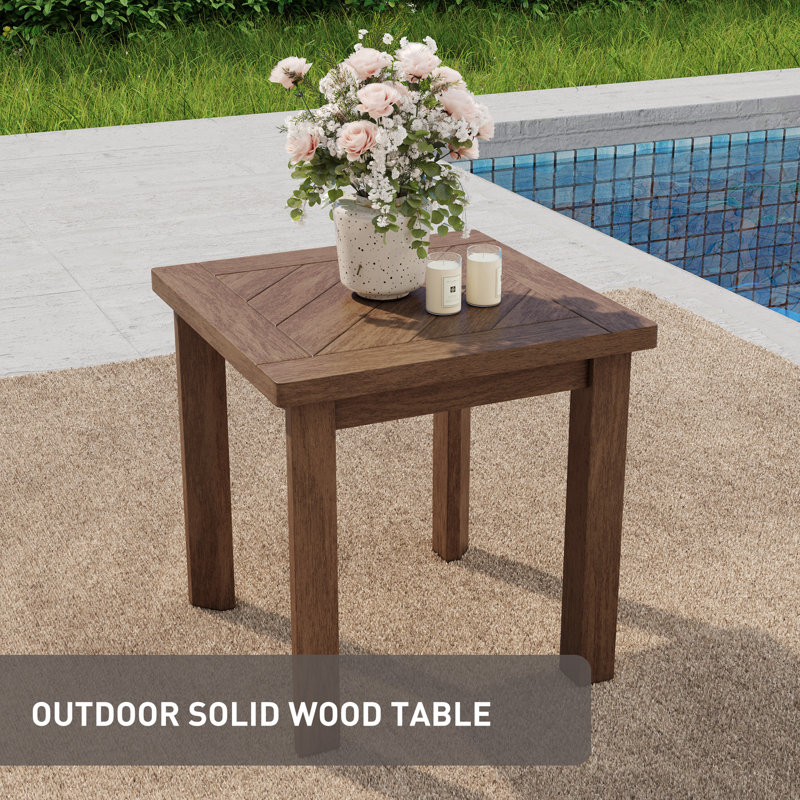 Outdoor Solid Wood Patio Side Table